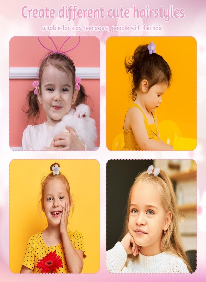 obeoby 24 Pcs Toddler Hair Ties for Girls Kid, Flower Bows Baby Hair Ties Bows for Thick Hair Candy Colors Valentines Day Gifts for Daughter - Image 4